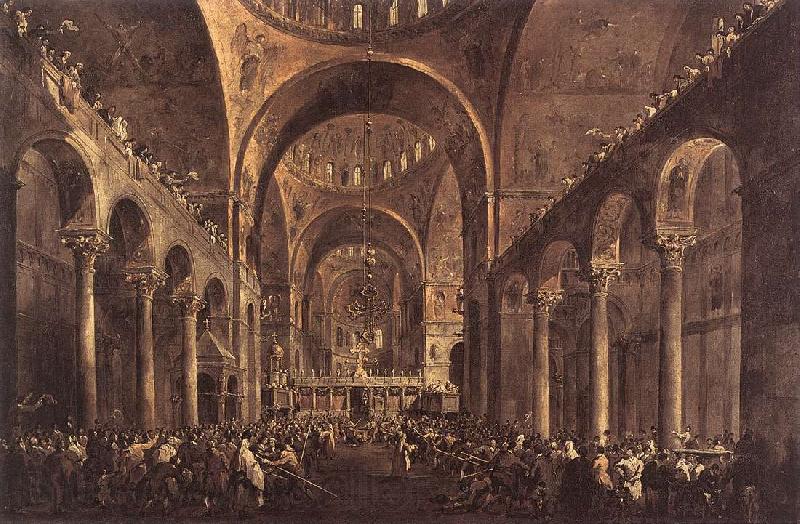 GUARDI, Francesco Doge Alvise IV Mocenigo Appears to the People in St Mark s Basilica in 1763 Norge oil painting art